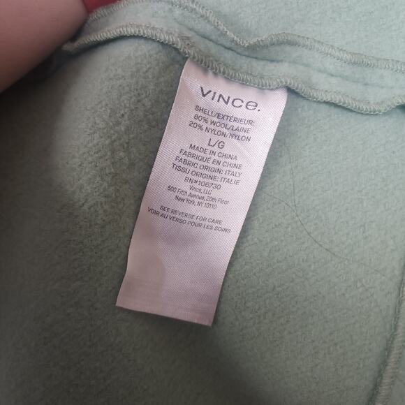 Vince Collarless Stretch Wool Coat In Mint Size L - Picture 11 of 13